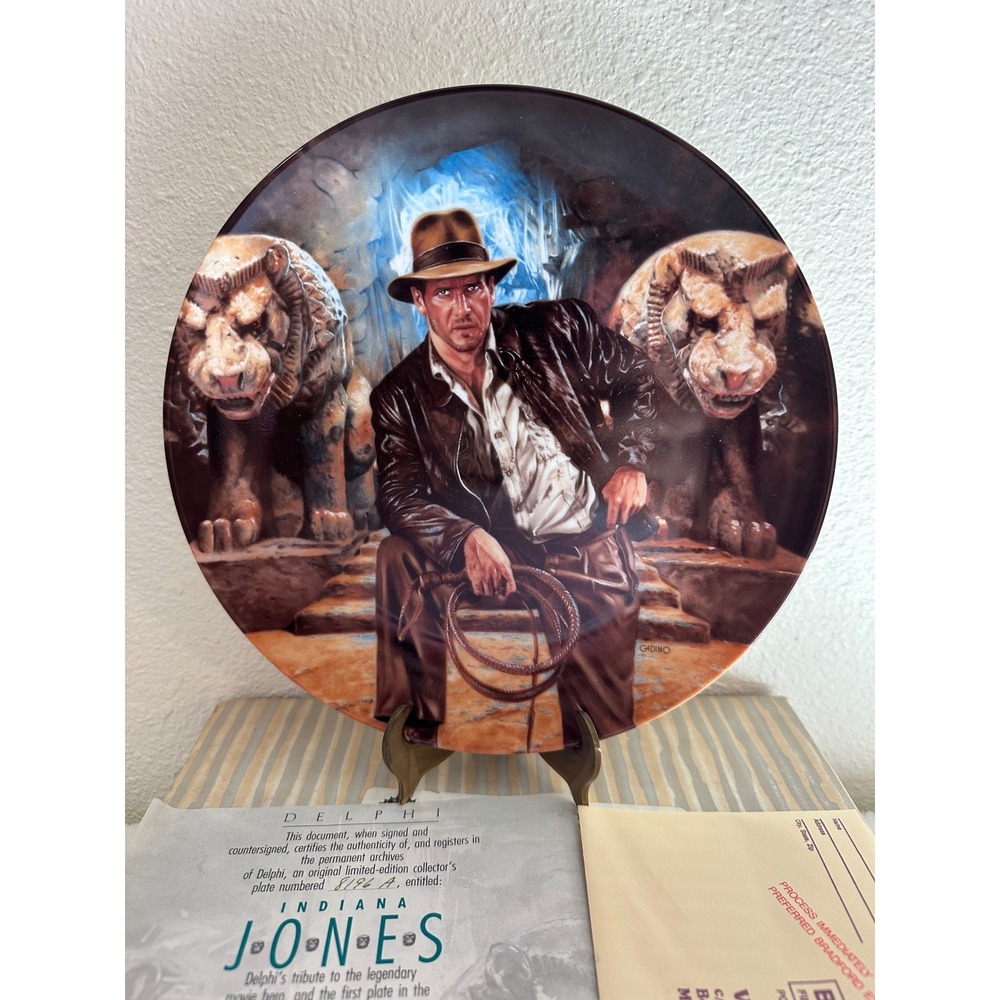 1989 Indiana Jones Last Crusade Delphi Collector Plate Victor Gadino 8196 A COA